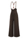 Pantalon à bretelles marron foncé à bretelles boutonné années 1950