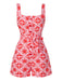 Combishort rose totem soleil boutonnée années 1950