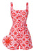 Combishort rose totem soleil boutonnée années 1950