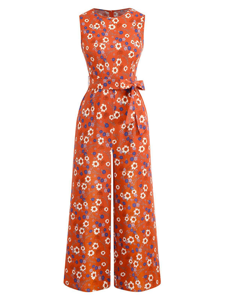Combinaison fleurs en coton sans manches années 1950