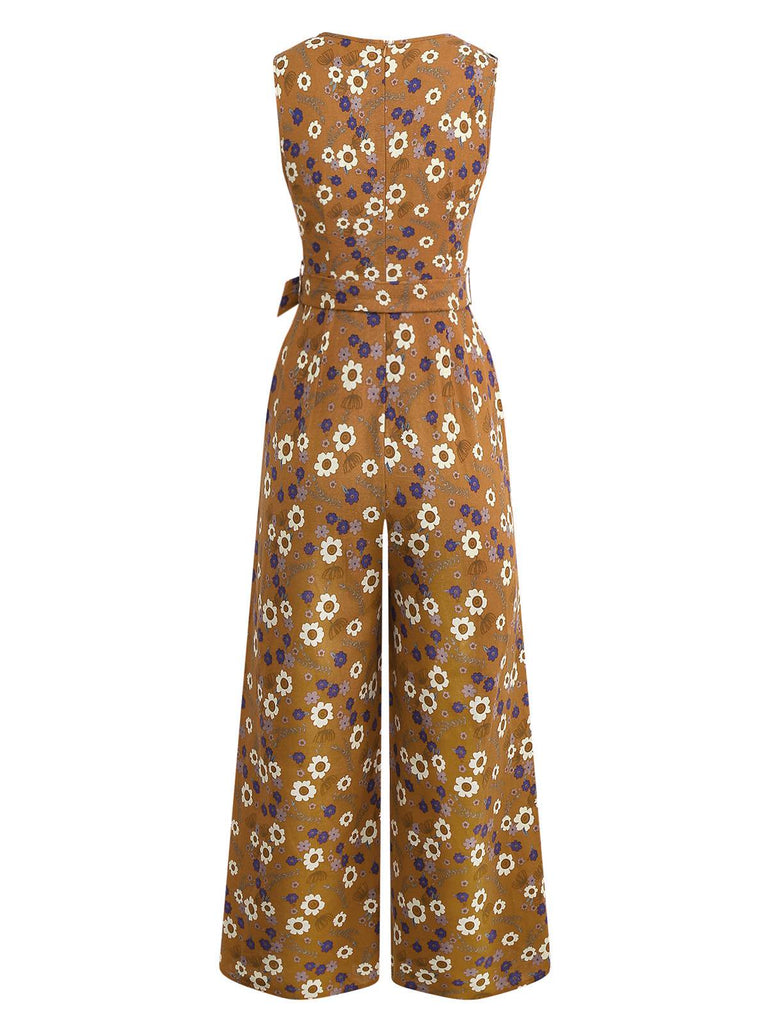 Combinaison fleurs en coton sans manches années 1950
