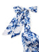 Robe patineuse bleue à fleurs et épaules nouées années 1960