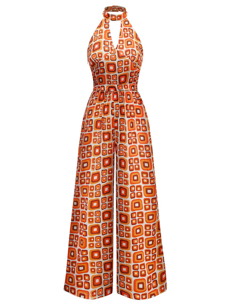 Combinaison hippie géométrique col trou de serrure années 1960