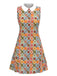 Robe verte motif marguerites et col Peter Pan années 1960