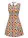 Robe verte motif marguerites et col Peter Pan années 1960