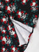 Robe noire licou à motif crânes et roses Halloween années 1950