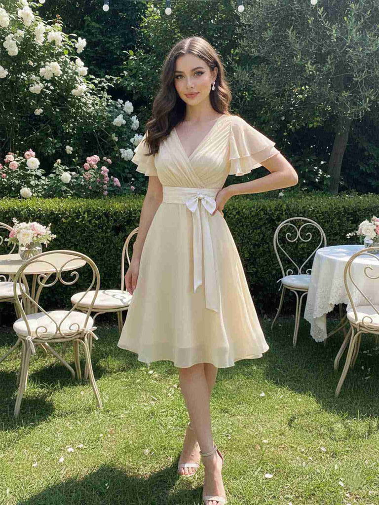 Robe de cocktail champagne en tulle satiné années 1950