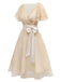 Robe de cocktail champagne en tulle satiné années 1950