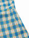 Combishort bleue fleur à carreaux vichy nœud années 1950