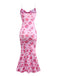 Robe queue de poisson à col bénitier rose années 1930
