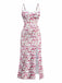Robe blanche à petites fleurs nuisette fenduedes années 1940