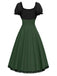 Robe verte à lacets bloc de couleurs des années 1940