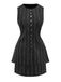 2PCS Costume sans manches avec jupe crayon noire à rayures fines des années 1960