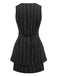 2PCS Costume sans manches avec jupe crayon noire à rayures fines des années 1960