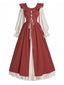 Robe Renaissance à lacets et volants colorblock des années 1930