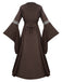 Robe fleurie kaki à manches cloche Halloween années 1930