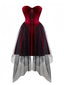 Robe bordeaux gothique en maille à ourlet irrégulier années 1960