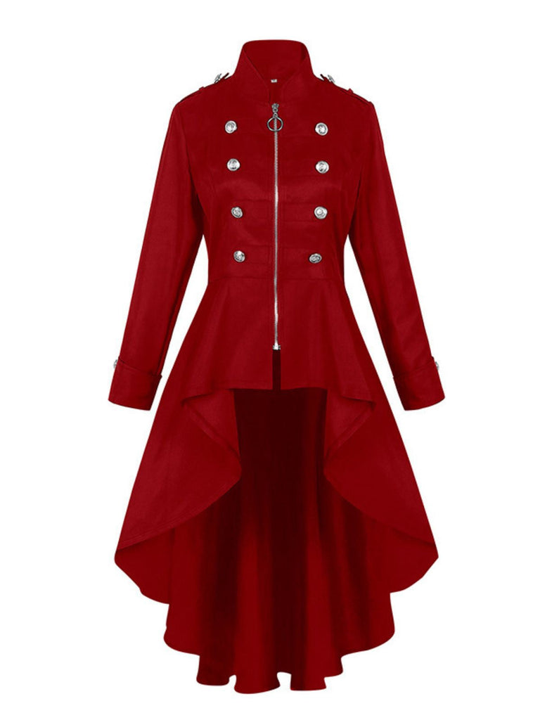 Manteau à col montant et ourlet asymétrique années 1950