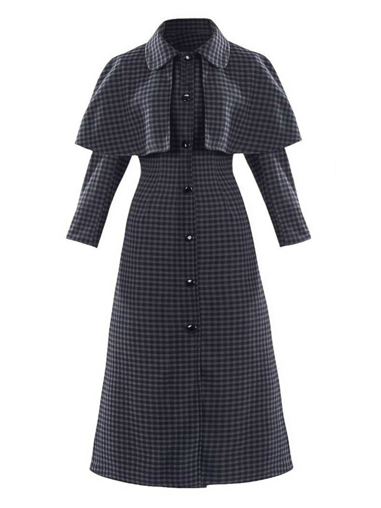 Manteau gris Mercredi à carreaux Halloween années 1950