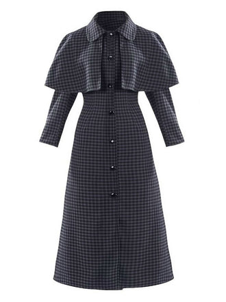 Manteau gris Mercredi à carreaux Halloween années 1950