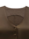 2PCS Gilet col V et jupe sirène en satin marron uni des années 1930