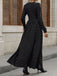 Robe fendue en dentelle noire col en V et nœud en feuille d'or des années 1930