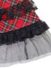 Robe rouge à lacets et bretelles larges en tartan écossais années 1960