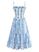 Robe de maille marguerite à bretelles à smocks des années 1940