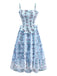 Robe de maille marguerite à bretelles à smocks des années 1940