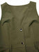 Robe gilet verte à col en V et poches ceinturée des années 1950