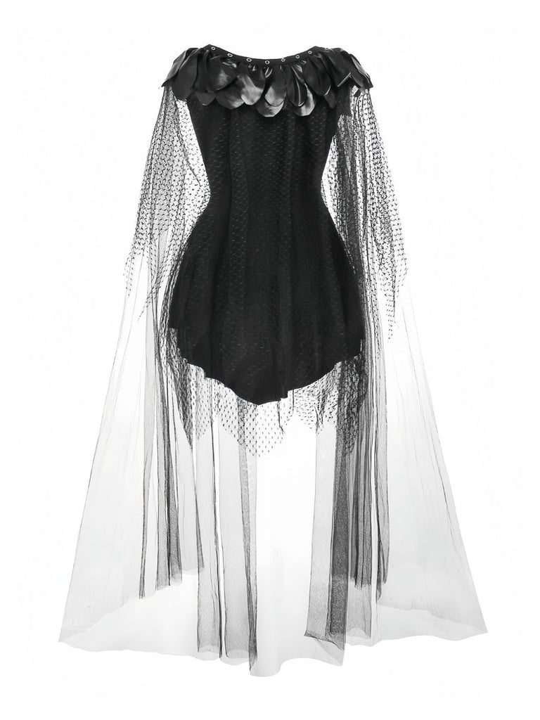 Robe noire en maille punk devil batte années 1980