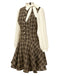 Robe trapèze marron à carreaux avec nœud années 1960