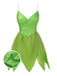 Mini-robe verte à ourlet pétales style fée Clochette des années 1970