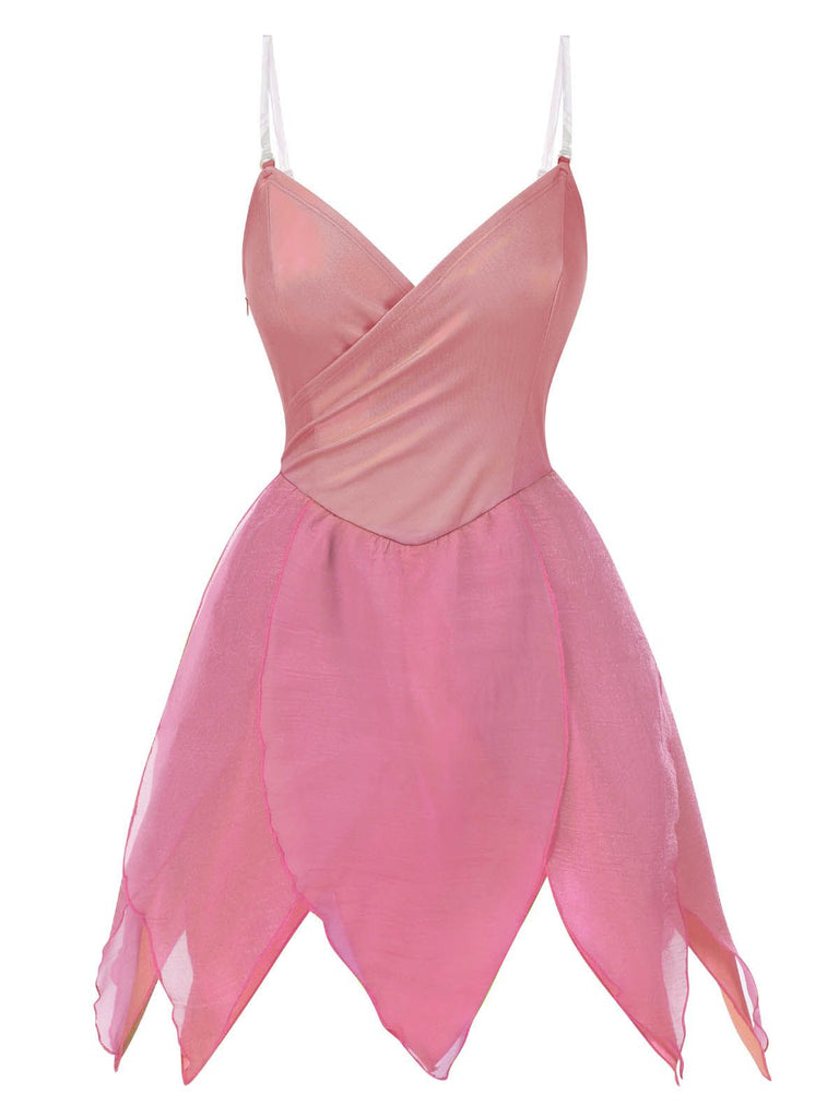 Mini-robe verte à ourlet pétales style fée Clochette des années 1970