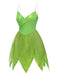 Mini-robe verte à ourlet pétales style fée Clochette des années 1970