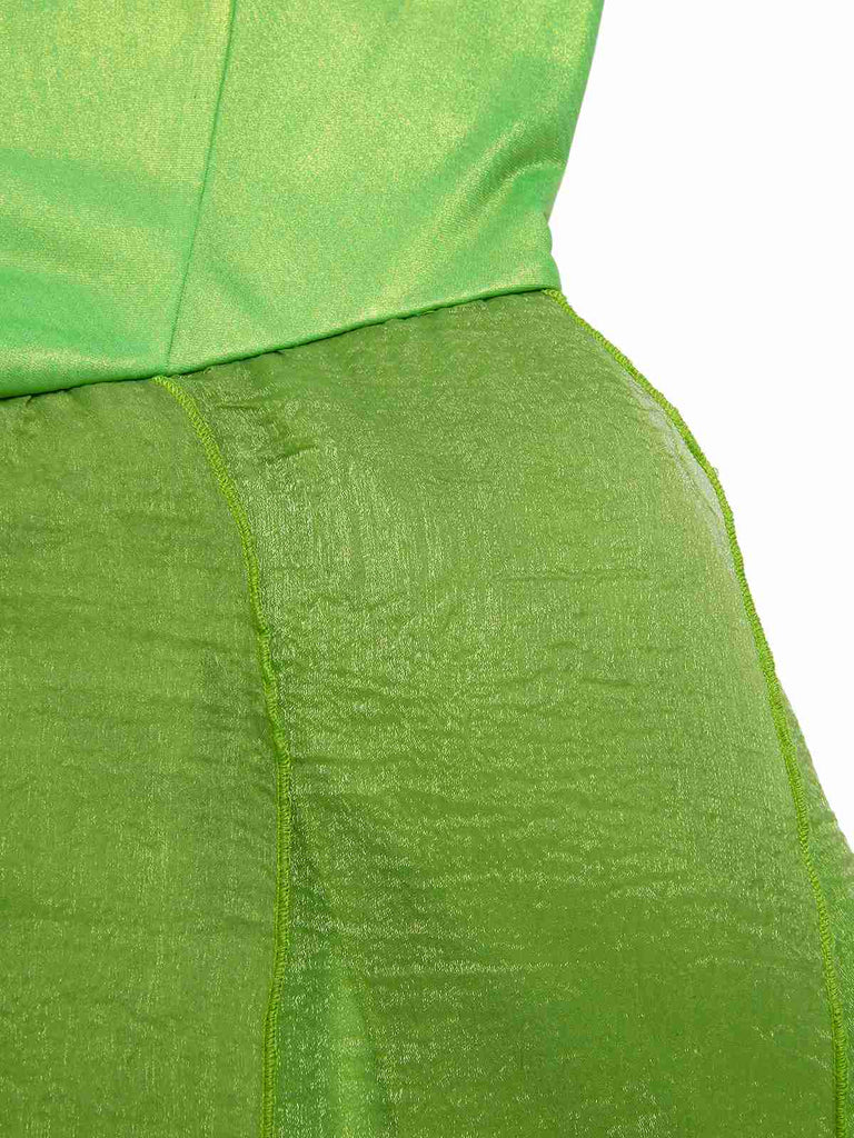 Mini-robe verte à ourlet pétales style fée Clochette des années 1970