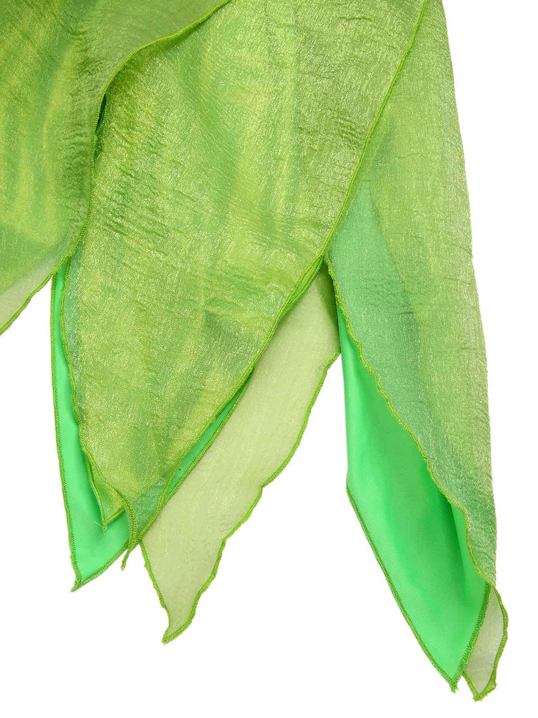 Mini-robe verte à ourlet pétales style fée Clochette des années 1970