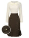 Robe crayon marron et col contrasté années 1960