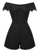 Combishort noire en maille épaules dénudées style gothique des années 1950