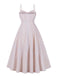 Robe blanche à bretelles spaghetti et carreaux vichy des années 1950