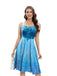 Robe bleue pour Halloween modèle Elsa motif flocons neige et bretelles fines années 50