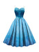 Robe bleue pour Halloween modèle Elsa motif flocons neige et bretelles fines années 50
