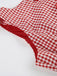 Robe rouge à carreaux vichy boutonnée sans manches des années 1960