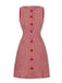 Robe rouge à carreaux vichy boutonnée sans manches des années 1960
