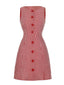 Robe rouge à carreaux vichy boutonnée sans manches des années 1960