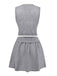 2PCS Haut et jupe en tricot gris à col en V années 1960