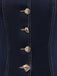 Gilet en jean bleu boutonné à col carré des années 1950