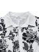 Robe chemise noire blanc à fleurs et ceinture des années 1940