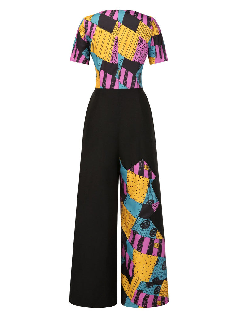 Combinaison multicolore Sally col en v années 1940