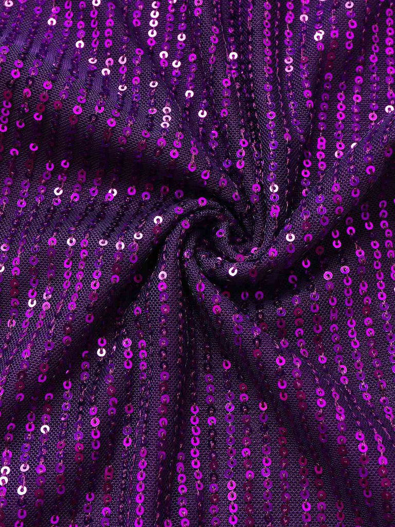 Combinaison asymétrique à paillettes violette des années 1970